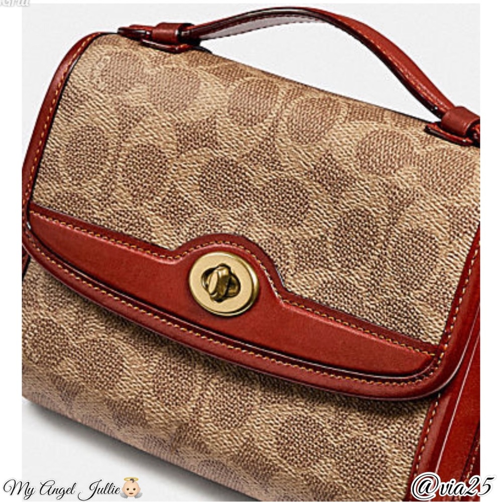 COACH KIP SIGNATURE CANVASS CROSSBODY Color: Tan Rust - Picture 2 of 8